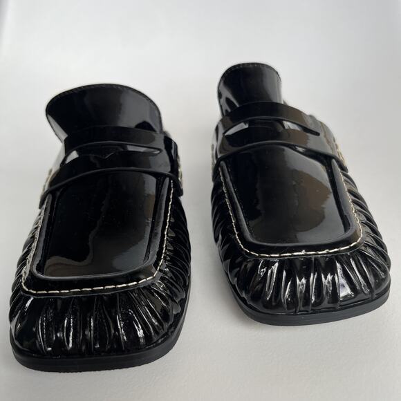 PEDRO Size 38 BLACK Patent MULES SLIDES SHOES - Picture 4 of 13